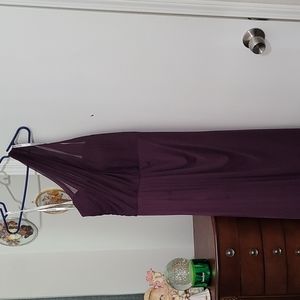 Full length plum bridesmaid dress